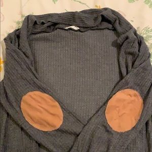 Dark gray cardigan with elbow patches